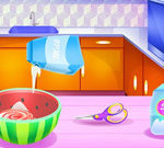 Watermelon Ice Cream And Candy Cooking